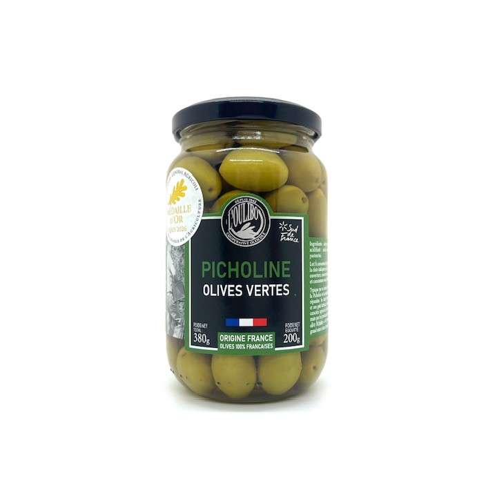 OLIVES VERTES PICHOLINES NATURES 200 GR L'OULIBO