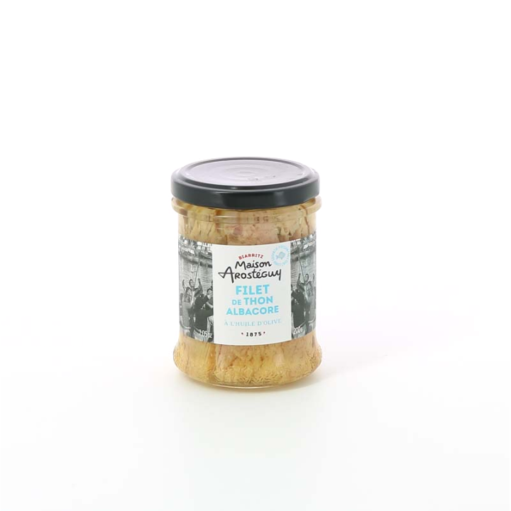 FILET DE THON ALBACORE A L'HUILE D'OLIVE 200 GR MAISON AROSTEGUY