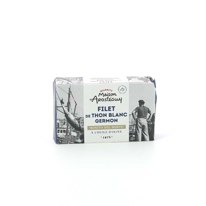 FILET DE THON GERMON A L'HUILE D'OLIVE 112 GR MAISON AROSTEGUY