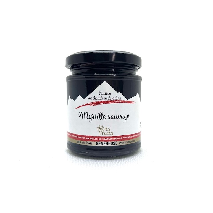 CONFITURE MYRTILLE SAUVAGE 210 GR ALLEGEE EN SUCRE LES PETITS FRUITS