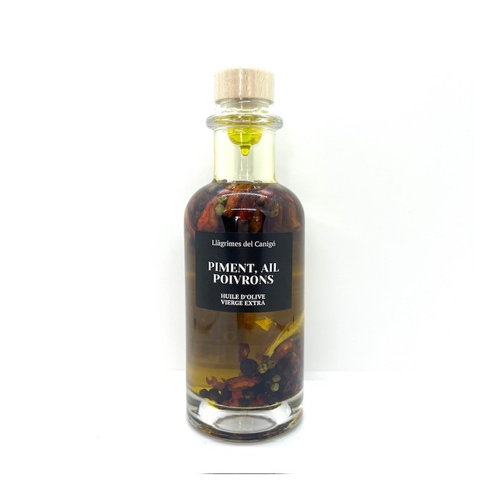 HUILE D'OLIVE PIMENT AIL POIVRONS 250 ML LLAGRIMES DEL CANIGO