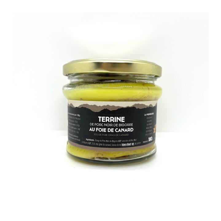 TERRINE PORC NOIR DE BIGORRE 25% DE FOIE GRAS DE CANARD 180 GR LA VIGNECOISE
