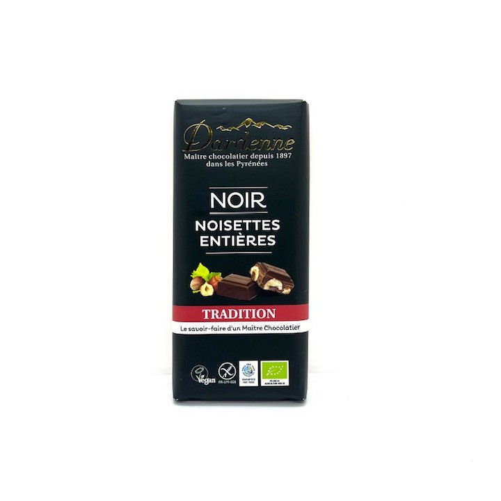 TABLETTE CHOCOLAT NOIR NOISETTES ENTIERES 120 GR TRADITION DARDENNE