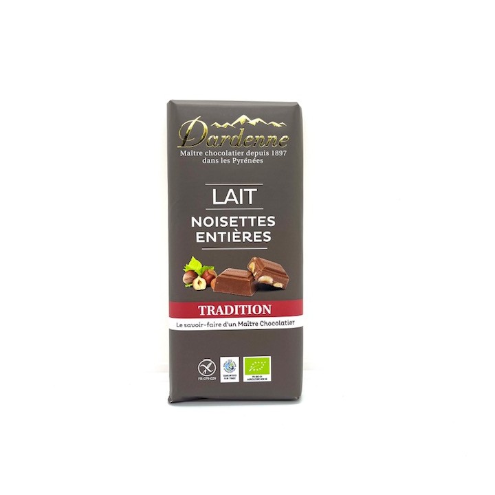TABLETTE CHOCOLAT LAIT NOISETTES 120 GR TRADITION DARDENNE