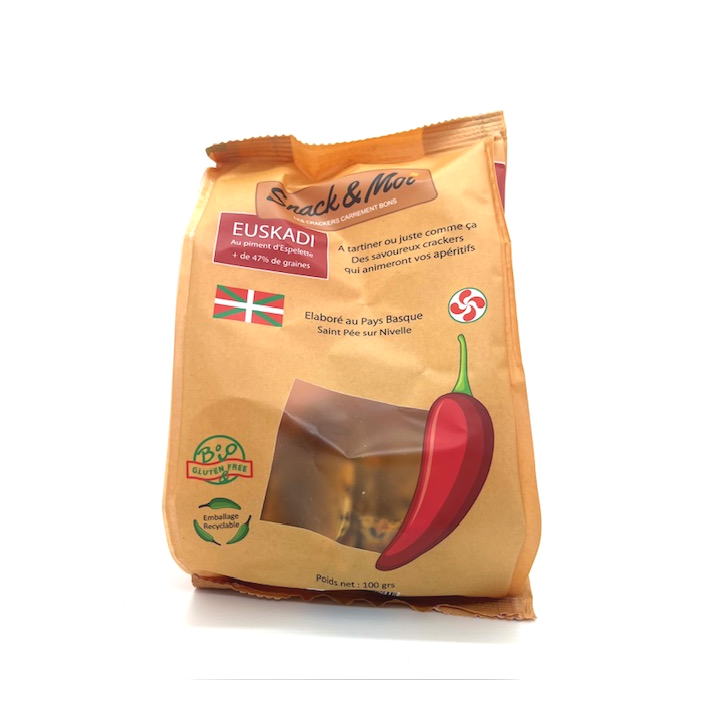 CRACKERS AU PIMENT D'ESPELETTE BIO 100 GR SNACK ET MOI