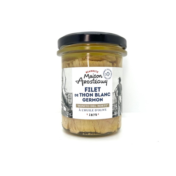 FILET DE THON BLANC GERMON A L'HUILE D'OLIVE 200 GR MAISON AROSTEGUY