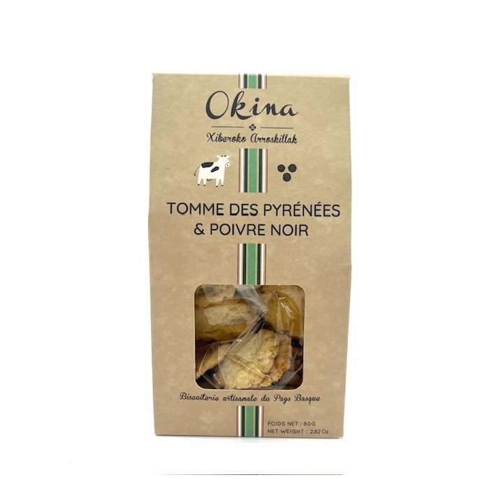 BISCUIT APERITIF TOMME DES PYRENEES POIVRE NOIR 80 GR OKINA