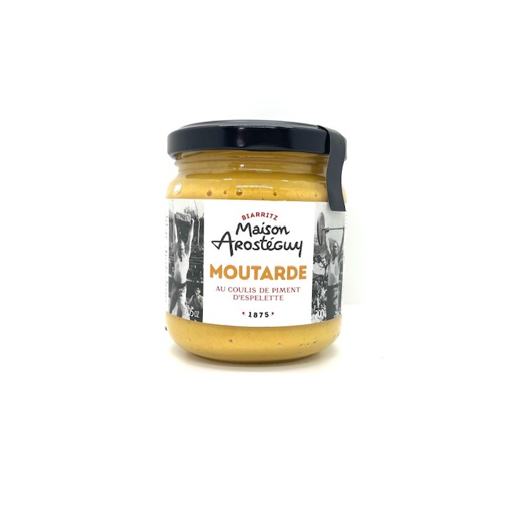 MOUTARDE AU COULIS DE PIMENT ESPELETTE 200 GR AROSTEGUY