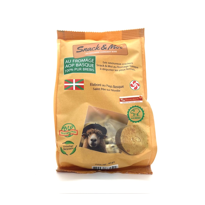 CRACKERS AU FROMAGE AOP BASQUE BIO 80 GR SNACK ET MOI